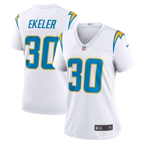 Women's Los Angeles Chargers #30 Austin Ekeler White Stitched Game Jersey(Run Small) Women's Los Angeles Chargers #30 Austin Ekeler White Stitched Game Jersey(Run Small)